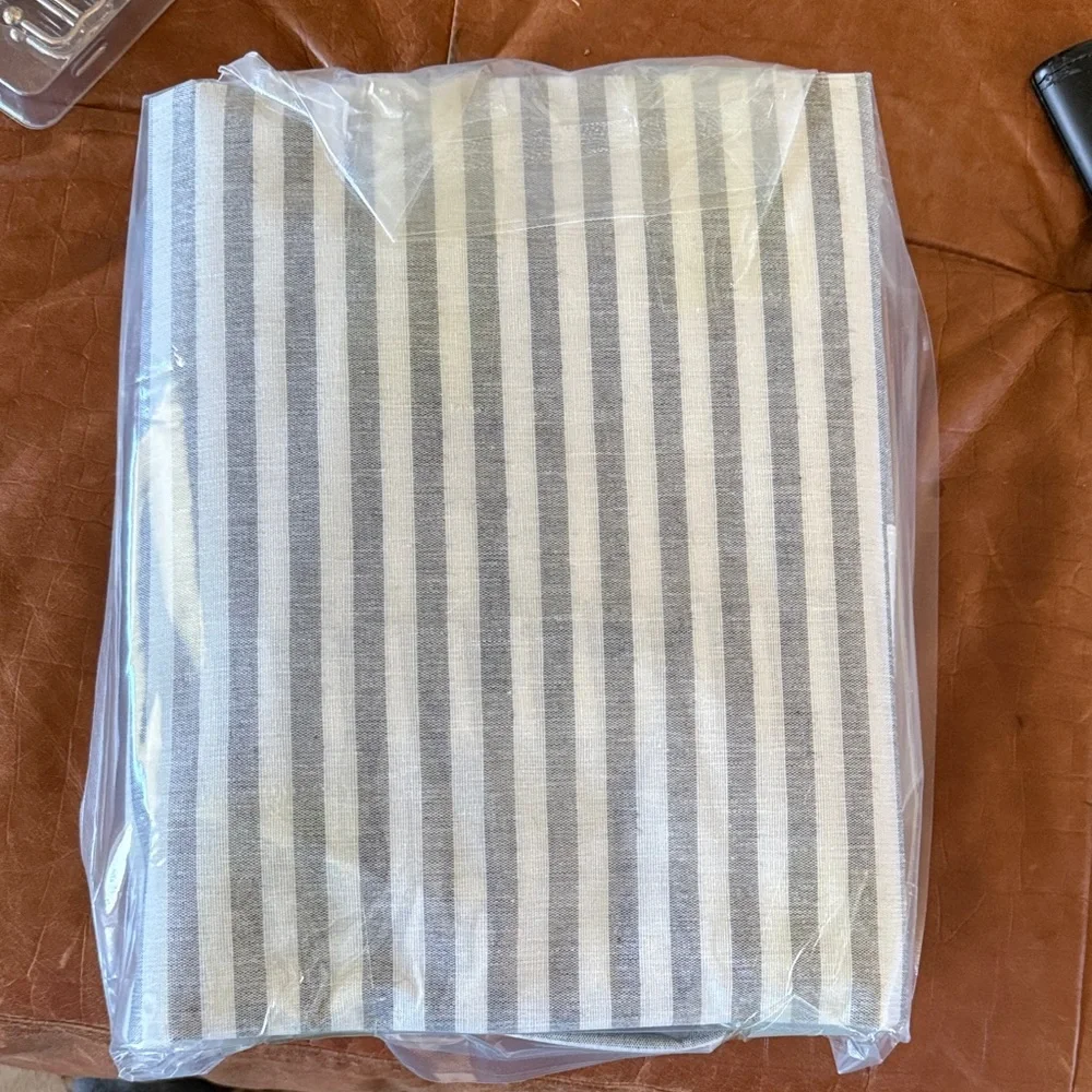 Gray and White Striped Laundry Baskets - Picture 2 of 2